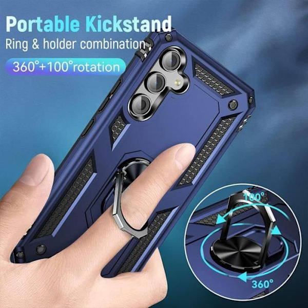 Coque - Samsung - Galaxy S24 Plus - Förstärkt - 360° Stöd - 2 Härdade Glas marinblå