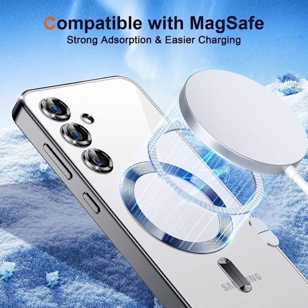 Coque för Samsung Galaxy S25 Plus (S25+) med Magnetisk Cirkel Kamera Skydd - Svart - BOOLING® Transparent, svart