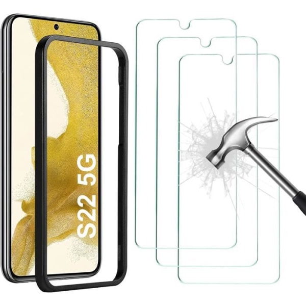 3-pack, härdat glas kompatibelt med Samsung Galaxy S22 5G, Ultra Resistant Air Bubble Free Skärmskydd, HD Ultr[1564]