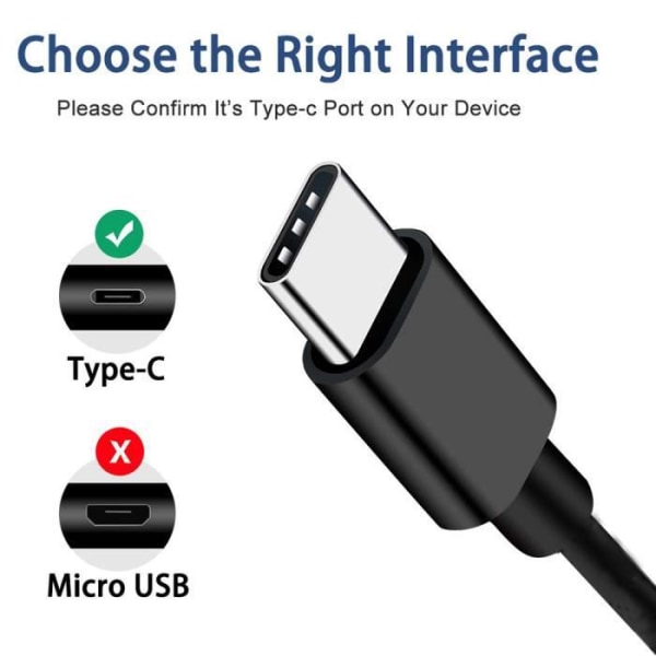 [2st, 1m] 2A USB Typ C-kabel, svartvit, USB C-kabelladdare, supersnabb laddning/synkronisering för Samsung Huawei Xiaomi etc