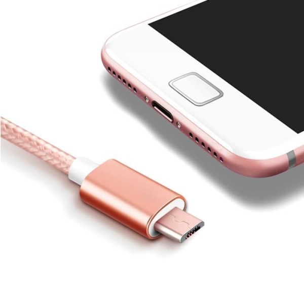 Micro USB-laddarkabel, 2M - Rosa nylon
