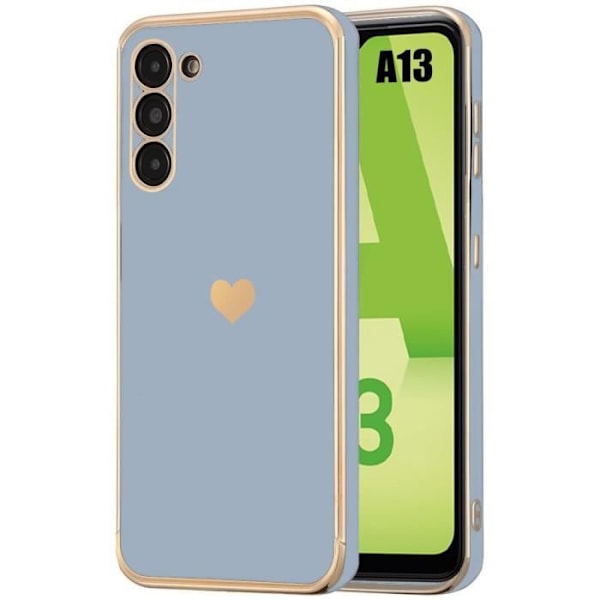 Skyddande skal - Samsung - Galaxy A13 5G/A04s - Silikon TPU - Stötabsorberande - Mönster med guldhjärtan Blå