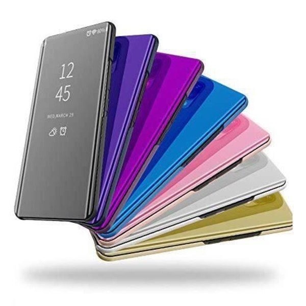 ISSTARS® Flip Case Cover Blå spegeleffekt med härdat glas för SAMSUNG GALAXY A41 BLÅ