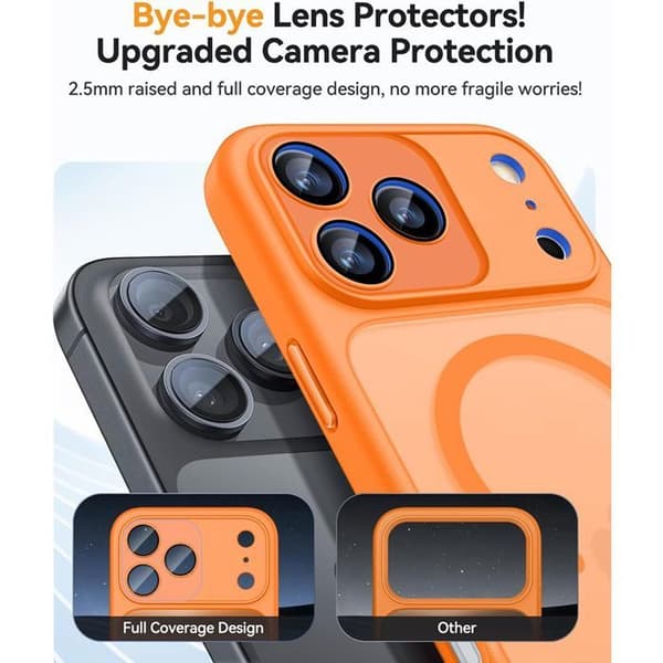 Skyddskåpa - BOOLING - för iPhone 17 Pro Max - Stötsäker - Kameraskydd - Orange Orange