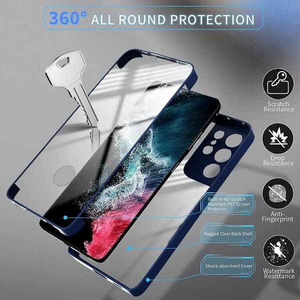 Coque - BOOLING - för Samsung S21 Plus - Mörkblå - 360° Skydd - Repudoftande - Styv marinblå