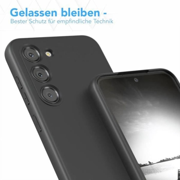 Etui til Samsung Galaxy S24, sort flydende silikone + 2 skærmbeskytter af hærdet glas Svart