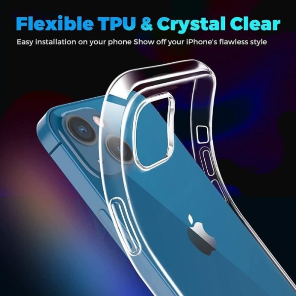 TPU silikonfodral för iPhone 13 (6,1") + 2 härdade skärmglasögon och 2 bakre kameraskydd