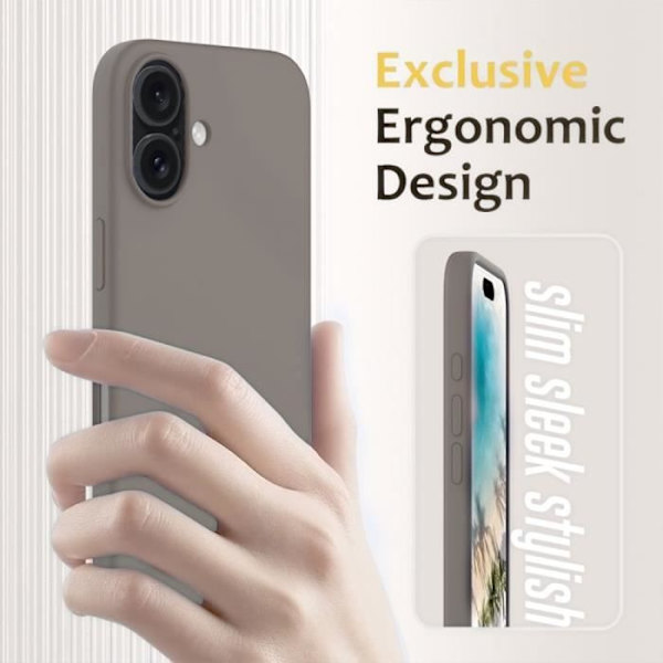 Skyddsväska - BOOLING - för iPhone 16 Plus - Flytande Silikon - Slim - Rep-resistent Grå