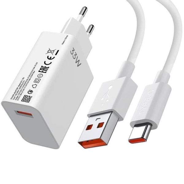 33W USB-hurtigoplader + 1M 6A USB-C-kabel hvid til Xiaomi 13, 13 Pro, Xiaomi 13T, 13T Pro, 13 Ultra, 13 Lite