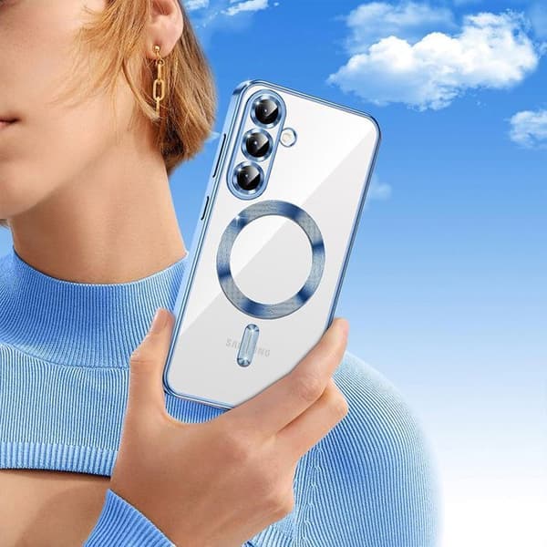 Skyddsfodral för Samsung Galaxy S26 FE, Silikon med Magnetisk Ring - Blå Kromeffekt Blå