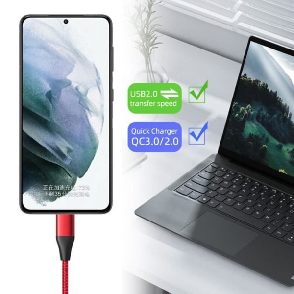 25W USB-C snabbladdare + 1M nylon USB-C-kabel för Samsung Galaxy A23 A24 A22 A02s A03s A04s A12 A13 A14