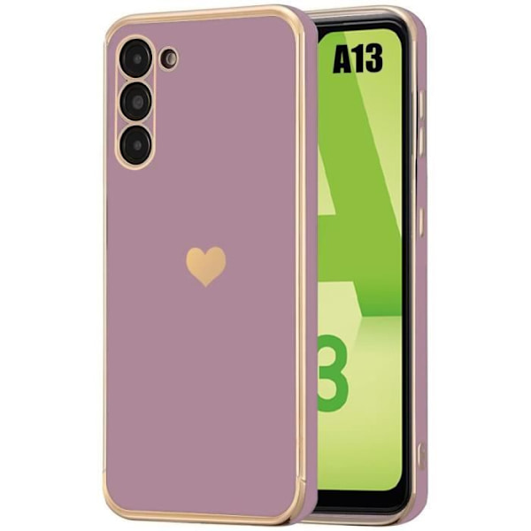 Skyddsskal - Samsung - Galaxy A13 5G och A04s - Lila - Stöttålig - Motiv Hjärta Lila