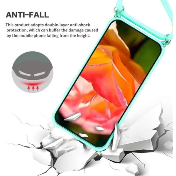 Halsbandssladdfodral för iPhone 12 (6.1") Ljus turkos Anti-chockskydd Tunt Hårt Styvt