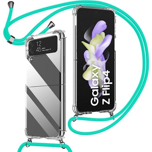 Coque - Samsung - Galaxy Z Flip 4 - Silikon Stötsäker - Transparent - Turkos Snöre Turkos