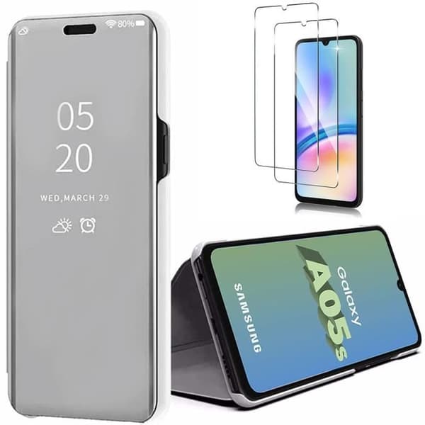 Mobilskal - Booling - för Samsung Galaxy A05s - Silver - Stöttålig - 360° skydd - 2 härdade glas Grå