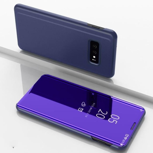 Samsung Galaxy S10 Fodral Clear View Flip Fodral Stötsäkert Mirror Smart Stand Fodral Skal för Galaxy S10 [lila] med 3 i 1 kabel