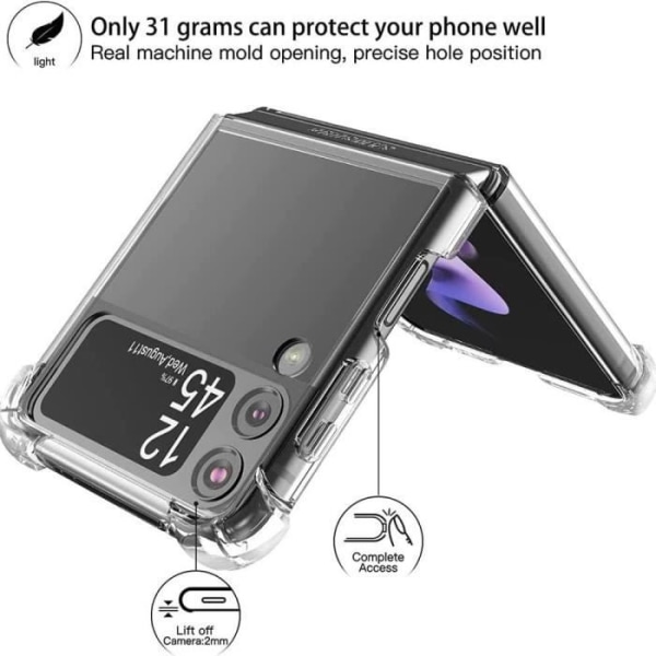 Skydd - Samsung - Galaxy Z Flip 3 5G - Förstärkt Stötbeständig - Mjuk - Svart transparent, svart