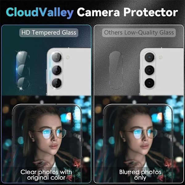 Kameraskydd i härdat glas för Samsung Galaxy S24 Anti-Scratch Stötsäker styv - paket med 3 Transparent