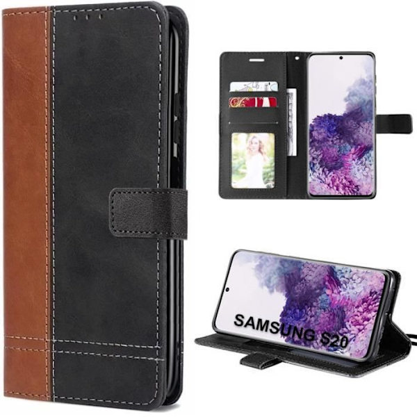 Samsung Galaxy S20 Fodral Anti-Scratch Protection PU Läder - Brun-Svart