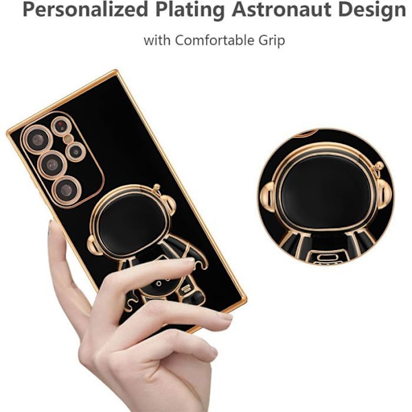 Coque för Samsung Galaxy S25 Ultra - Stötabsorberande silikon med astronautstöd - Svart Svart