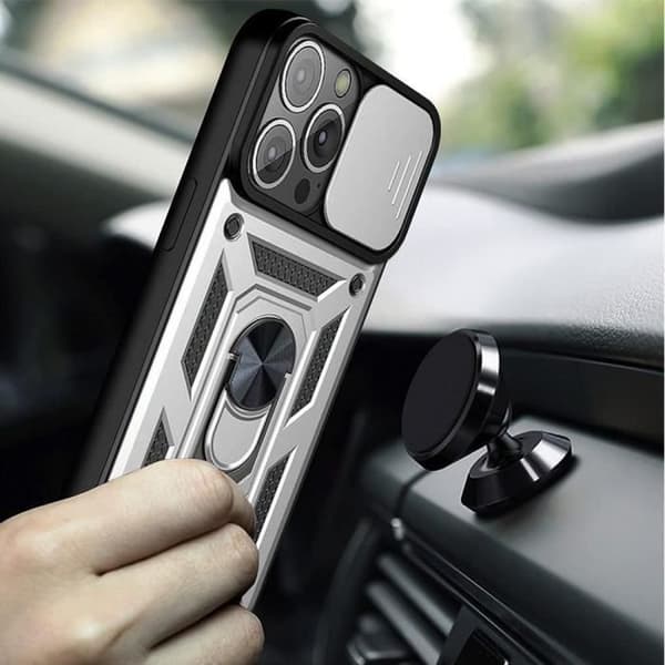 Skyddsskals - BOOLING - för iPhone 16 Pro Max - Hårt Stöttåligt - Silver - 360° Stöd Silver