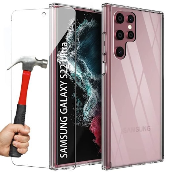 Skyddsfodral till Samsung S22Ultra - PROSHOP - Mjuk - Transparent - 2 härdade glasögon Transparent