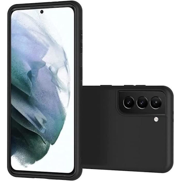 Set med 2 härdade glasögon + fodral för Samsung S21 Plus (6,7") Klassisk svart glänsande färg Mjuk lätt anti-skrapa