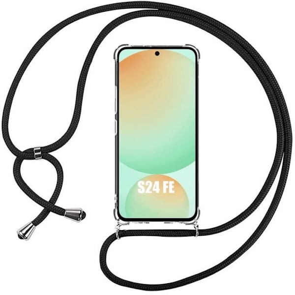 Skyddsskål - Samsung - Galaxy S24 FE - Transparent - Mjuk - Axelrem ingår Transparent