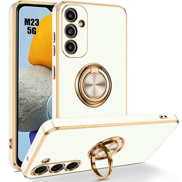 Fodral för Samsung Galaxy M23 5G Skyddande silikon Stötsäker med stödring Vit