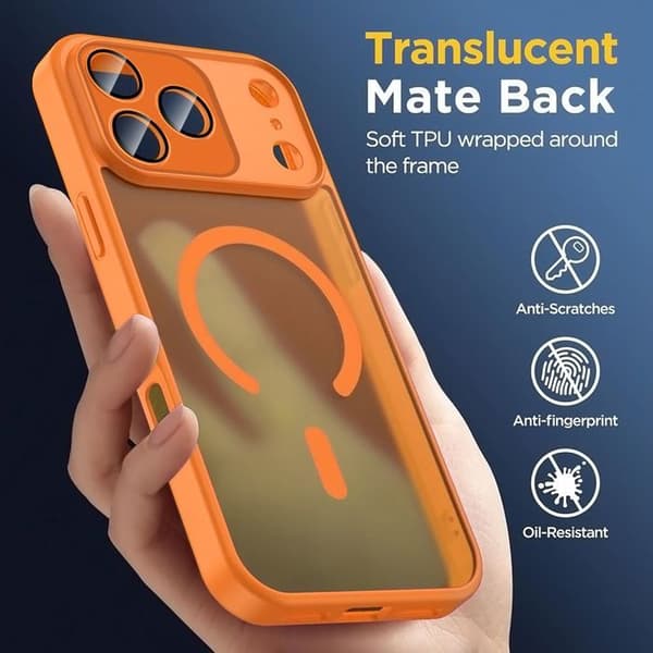 Skyddsskal - för iPhone 17 Pro - Stöttålig - Kameraskydd - Magnetring Orange