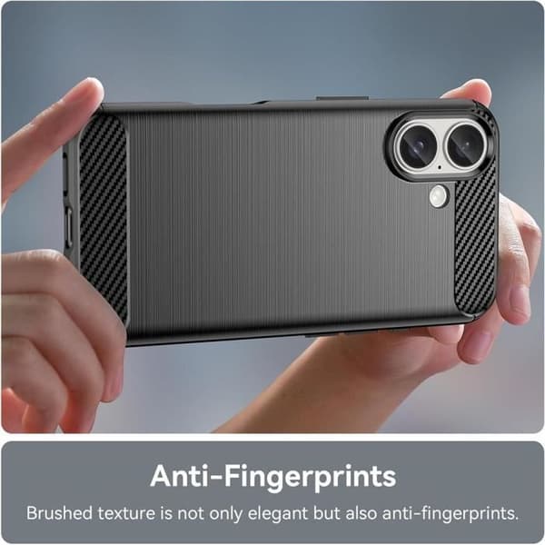 Skyddsskal - BOOLING - för iPhone 16 Plus - Stöttålig - Elegant - Kolfiber Effekt Svart