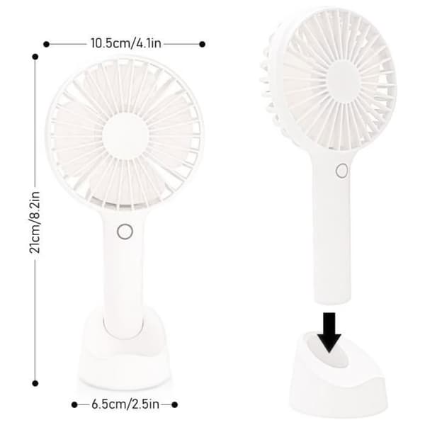 Mini Fläkt - E.F.Connection - Bärbar USB Uppladdningsbart Batteri - Vit - 3 Hastigheter Ej specificerat