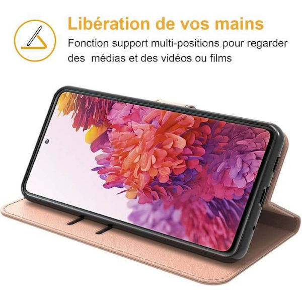 Skyddsfodral till Samsung S20 FE - PROSHOP - Rosa - Korthållare - Lädereffekt - 360 grader Rosa