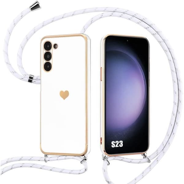 Coque - BOOLING - för Samsung Galaxy S23 - Stötresistent - Repellerande - Hjärtmönster Vit