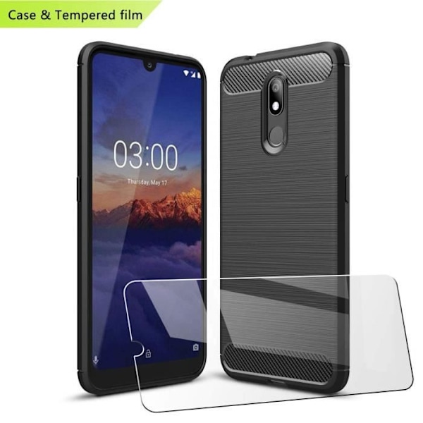 Kolfiber för Samsung Galaxy A10 + Härdat glas Skärmskydd