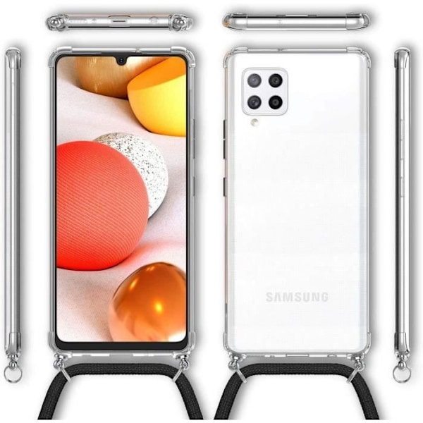 Mobilskal - PROSHOP - för Samsung A42 - Transparent - Rep-säker - Svart snöre Transparent-svart