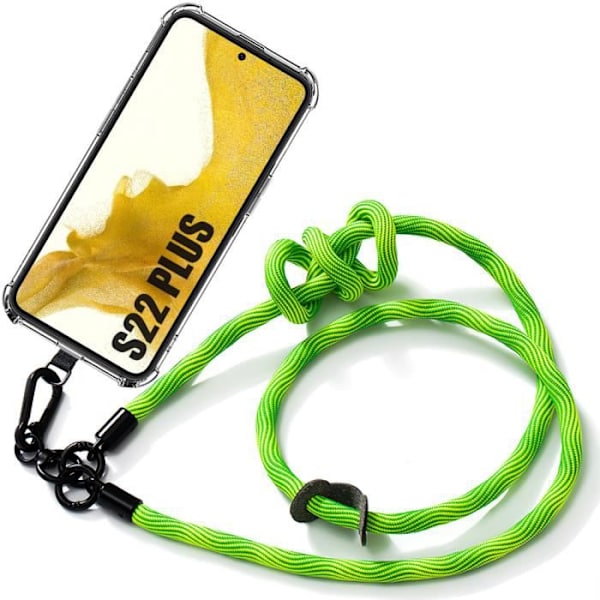 Lanyardfodral för Samsung Galaxy S22+ - S22 Plus Stötsäkert förstärkt skydd med Robust Lanyard Green
