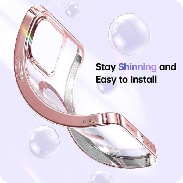 Skal för iPhone 15 Plus med magnetiskt cirkelskydd Stötsäkert Transparent Shiny Outline Rosa