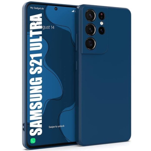 Coque Silikone - BOOLING - til Samsung S21 Ultra - Stødabsorberende Beskyttelse - Ultra Slim - Mørkeblå marinblå