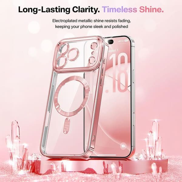 Skyddsskal - BOOLING - för iPhone 17 Pro - Silikon med Magnetring - Glittrande Rosé Rosa