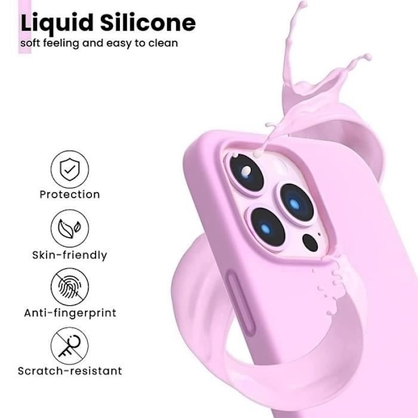 Silikonfodral + 2 härdade glasögon för iPhone 16 Pro - Ultratunt stötsäkert repskydd - Lila