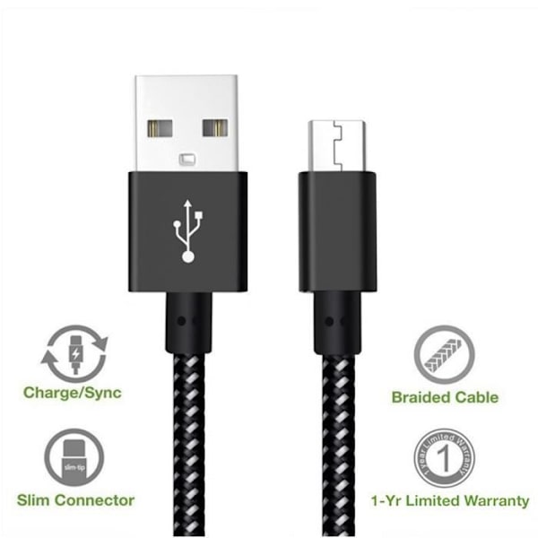 Mikro Laddare USB Kabel Snabbladdare i Nylonfläta för Samsung Galaxy S7 NMKVS1325