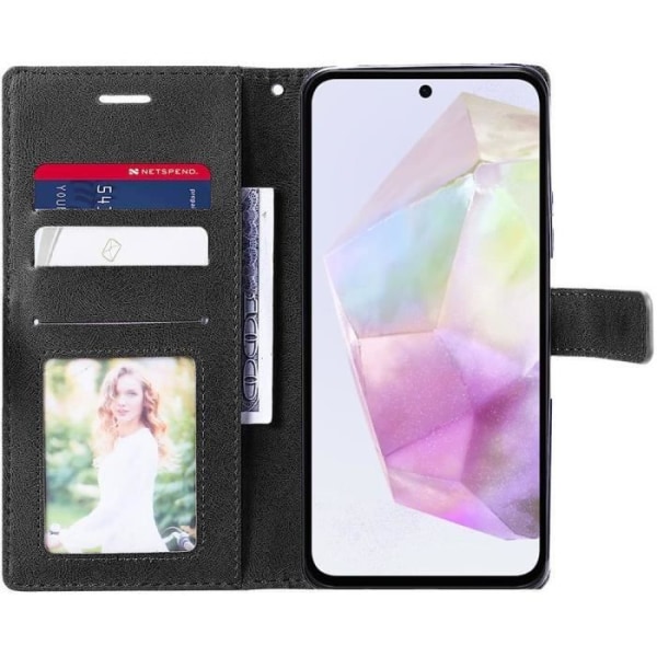 Skyddsskal - BOOLING - Samsung Galaxy A35 5G - Bicolore - Syntetiskt läder - Stötskydd 360° marinblå