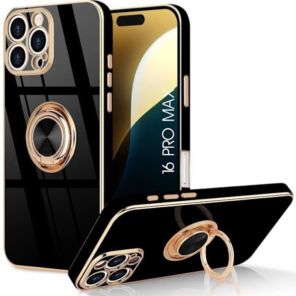 Skyddande skal för telefon - BOOLING - iPhone 16 Pro Max - Stötsäkert i TPU - Rotterande stöd 360° - Svart Svart