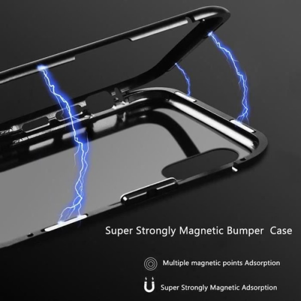 CW00662-AIBEIER Magneto Cover til iPhone X, med magnetisk adsorption og hærdet glas, sort + gennemsigtig