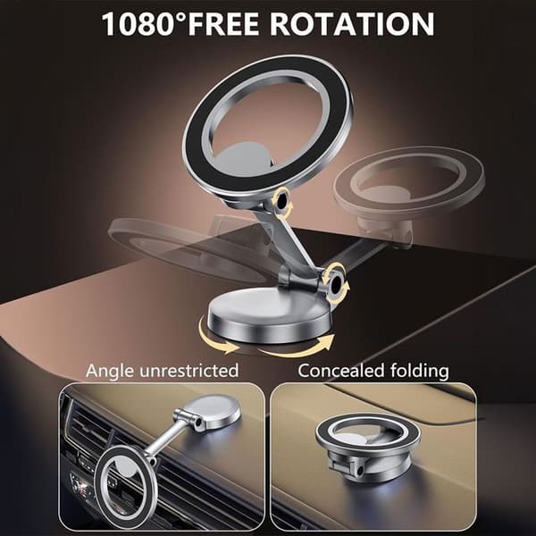 Magnetisk Telefonstöd - BOOLING - Fällbart Rotativt - Silver - Kompatibel med iPhone 12+ Silver