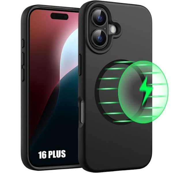 Silikonfodral för iPhone 16 Plus, repskydd med svart metallcirkel