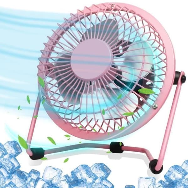 Mini Fläkt - E.F.Connection - Rosa - Tyst - 360° Lutad - USB-A Ros