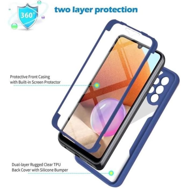 Skyddsfodral för Samsung S22 Plus (6.6") Marinblått Hårt Repellent 360 graders Heltäckande Solid