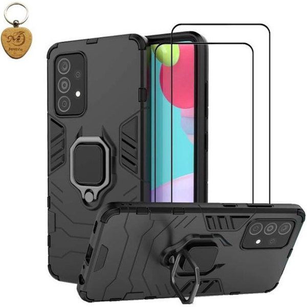 MMlife för Samsung Galaxy A52 5G / Galaxy A52s 5G-fodral och härdat glas [2 st] Dual Layer Anti-rep Hårt Slim Case, Svart